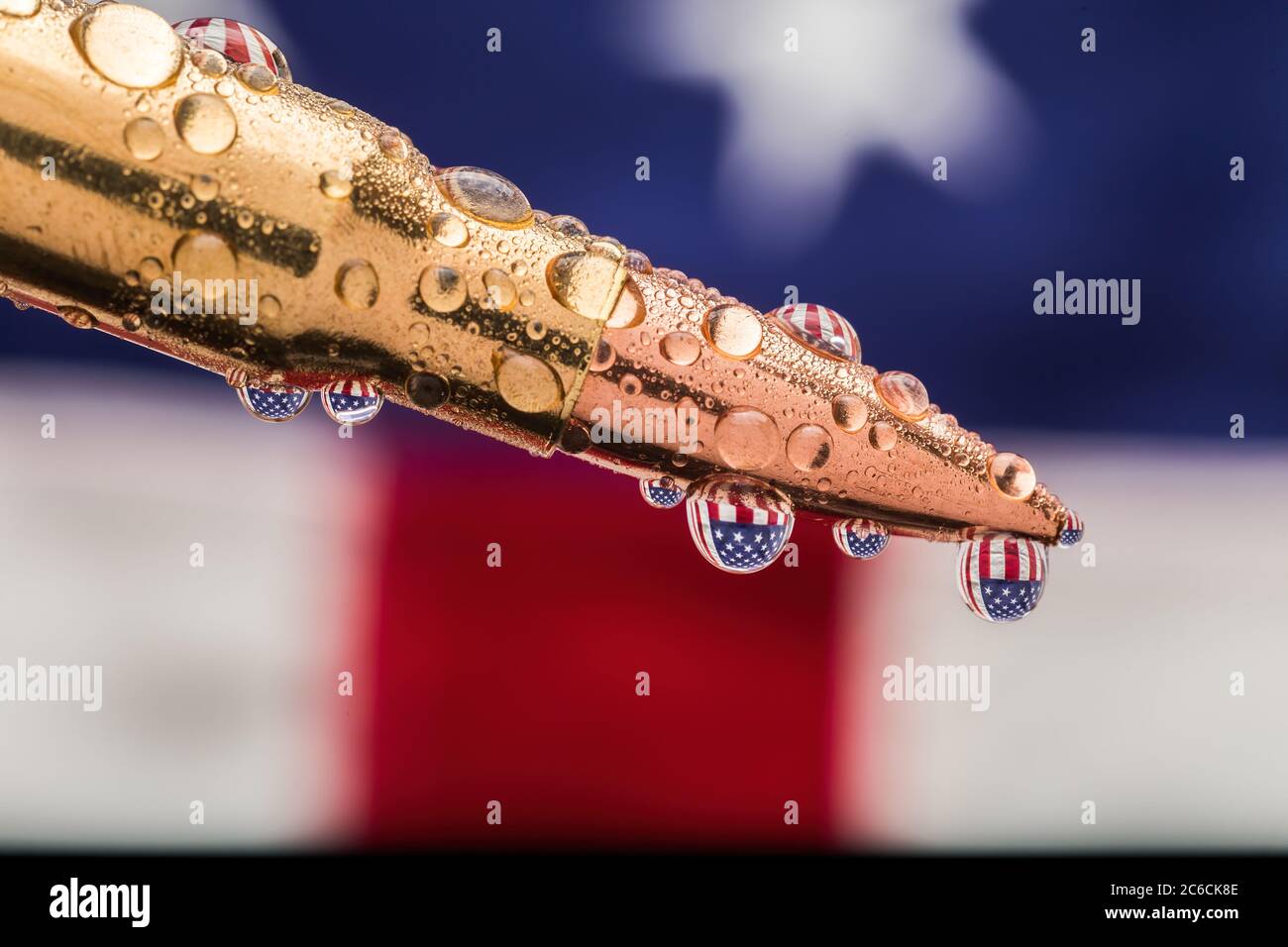 Dripping Bullet with American Flag Stock Photo