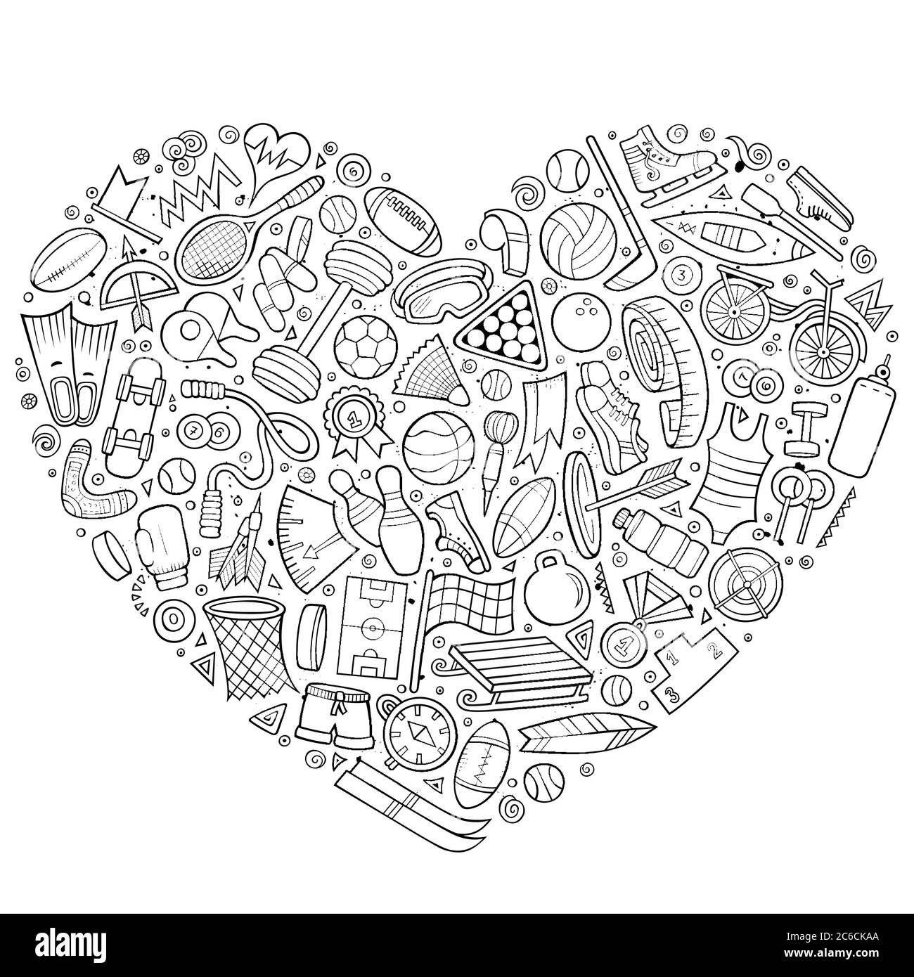 Vector hand drawn set of Sport cartoon doodle objects Stock Vector ...