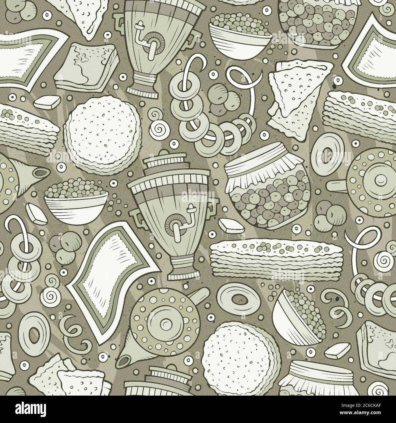 Cartoon hand-drawn Russian food seamless pattern Stock Vector Image ...