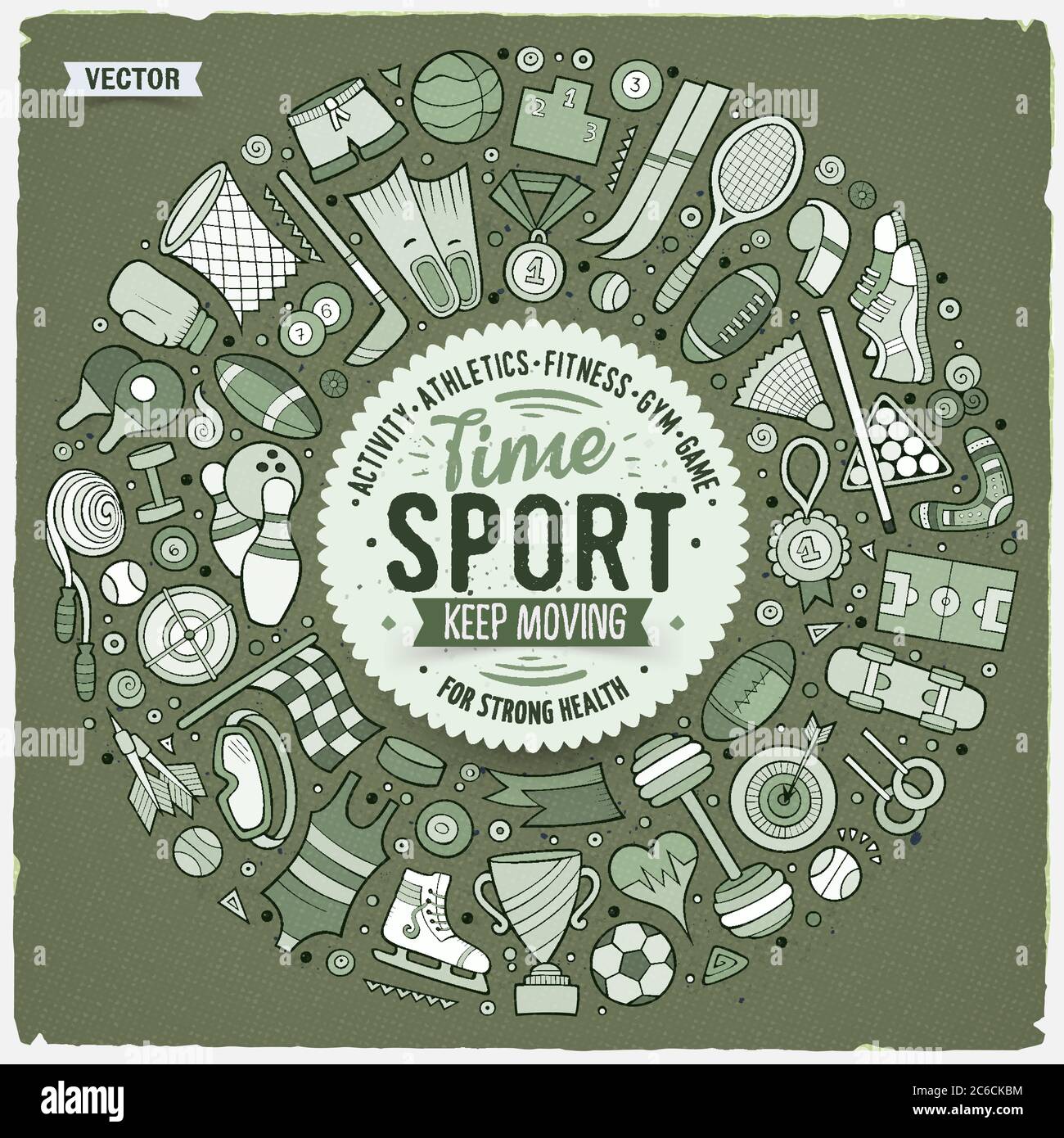 Vector hand drawn set of Sport cartoon doodle objects Stock Vector ...