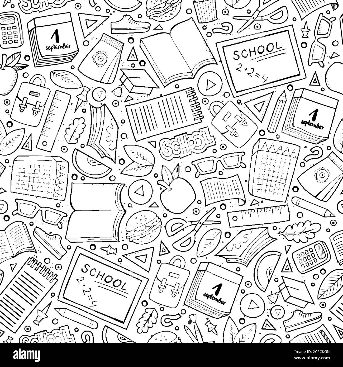 Cartoon cute hand drawn School seamless pattern Stock Vector Image ...
