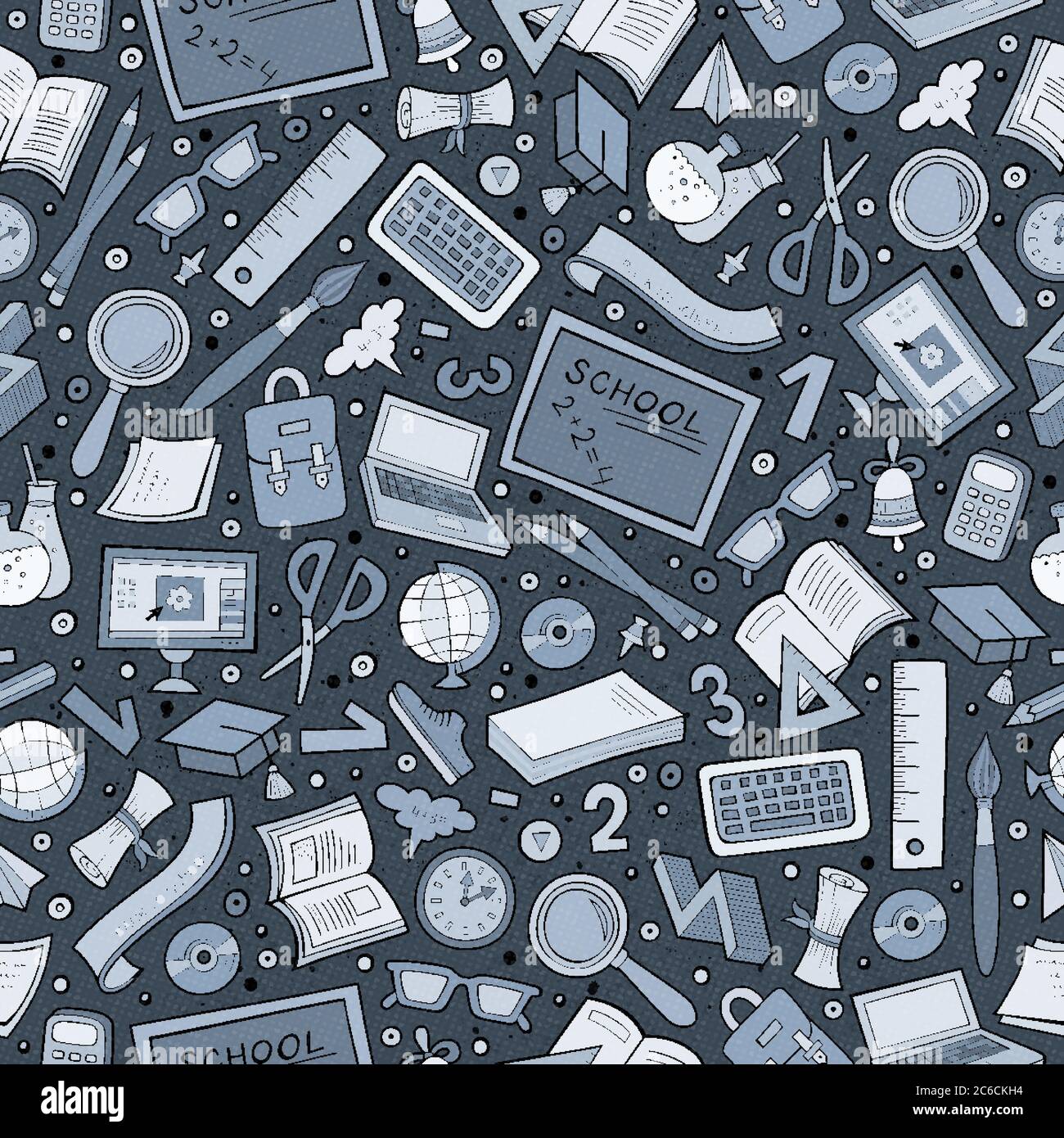 Cartoon cute hand drawn School seamless pattern Stock Vector Image ...