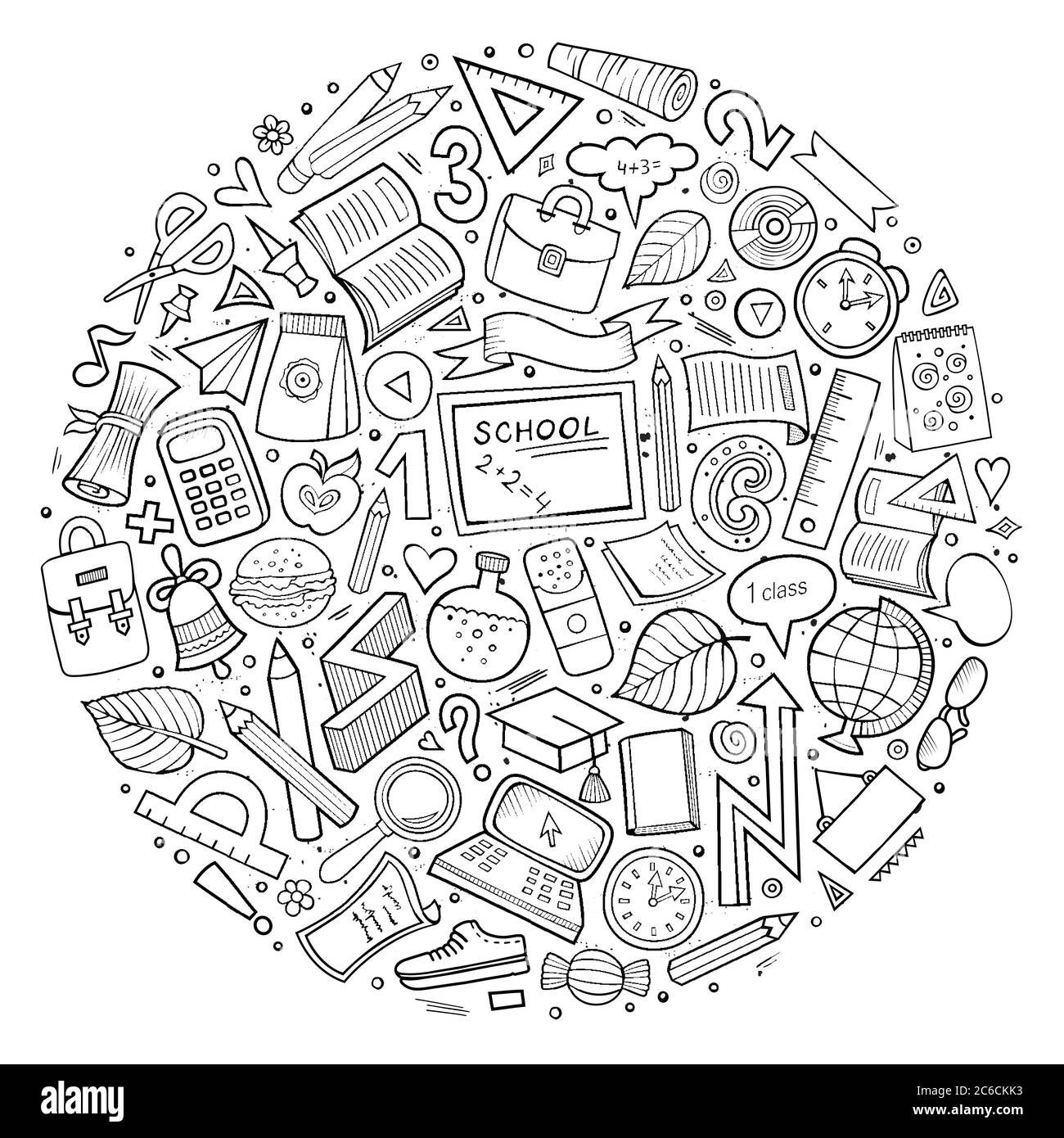 Cartoon Back to school objects set Stock Vector