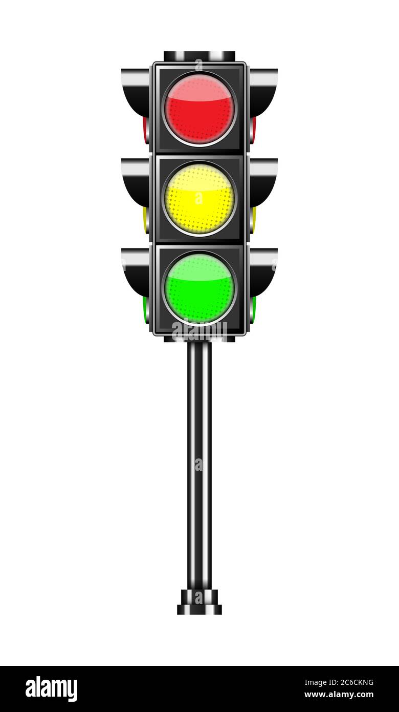 Traffic light isolated on white background, vector illustration Stock Vector