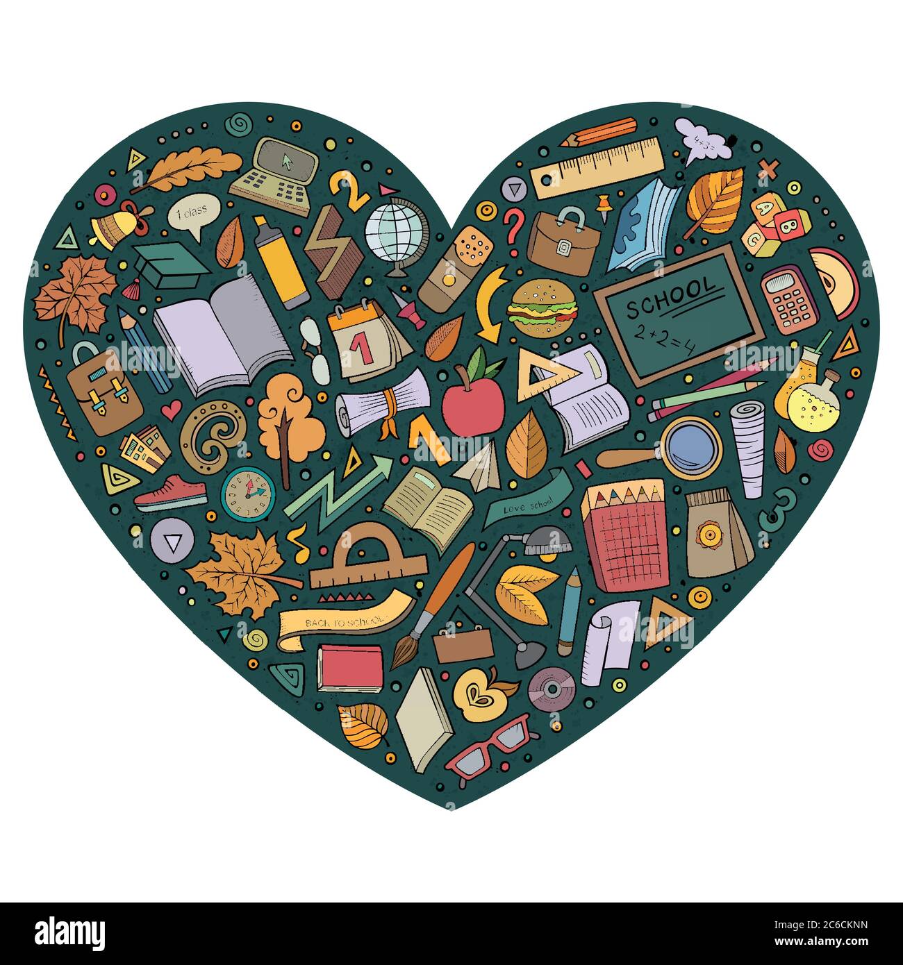Cartoon Back to school objects set Stock Vector