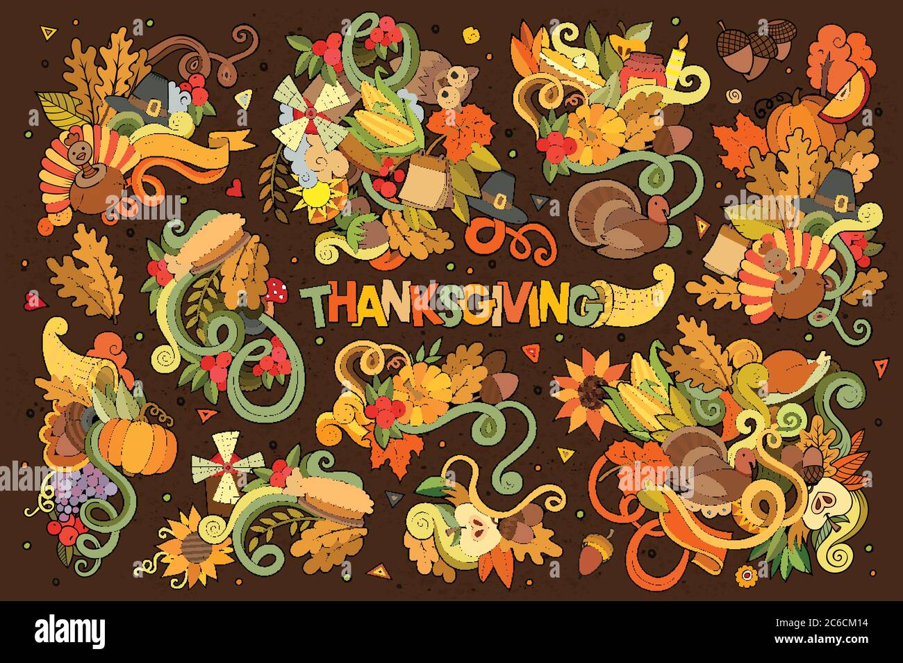 Colorful vector hand drawn Doodle cartoon set of objects Stock Vector ...