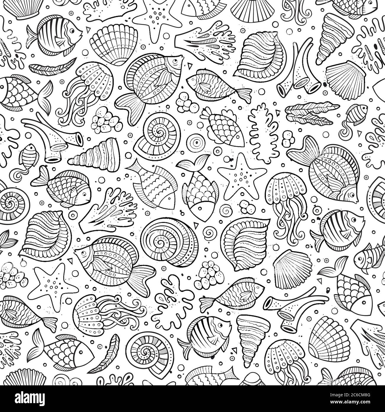 Cartoon under water life seamless pattern Stock Vector Image & Art - Alamy