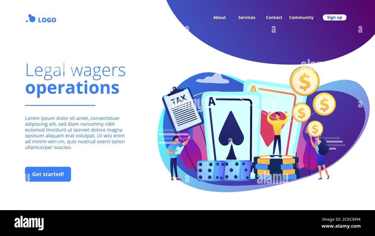 Gambling income concept landing page. Stock Vector