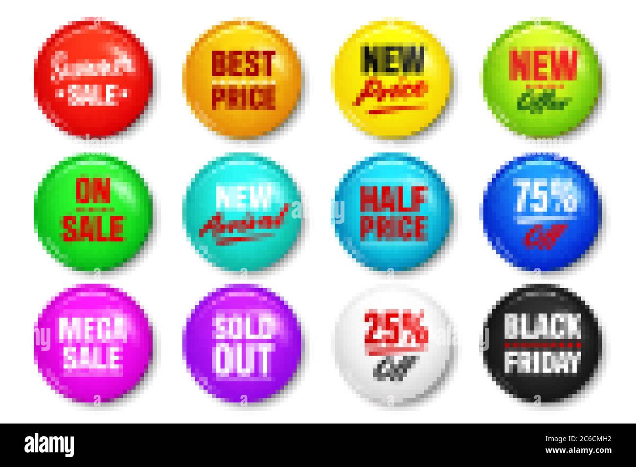 Realistic badges with text. Product promotion, sale. Special offer ...