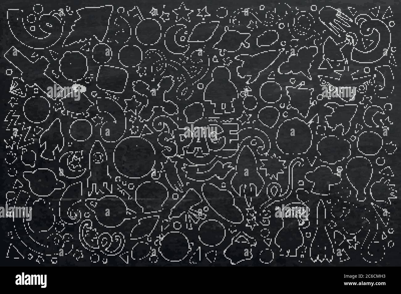 Chalkboard vector hand drawn doodles cartoon set of Space object Stock ...