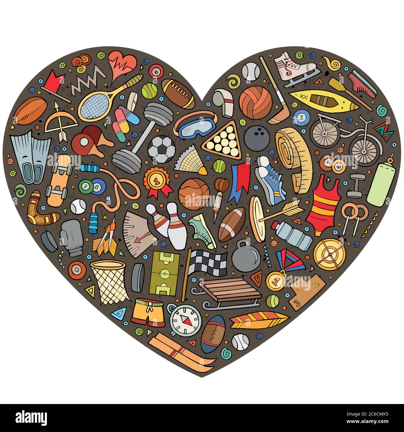 Vector hand drawn set of Sport cartoon doodle objects Stock Vector ...