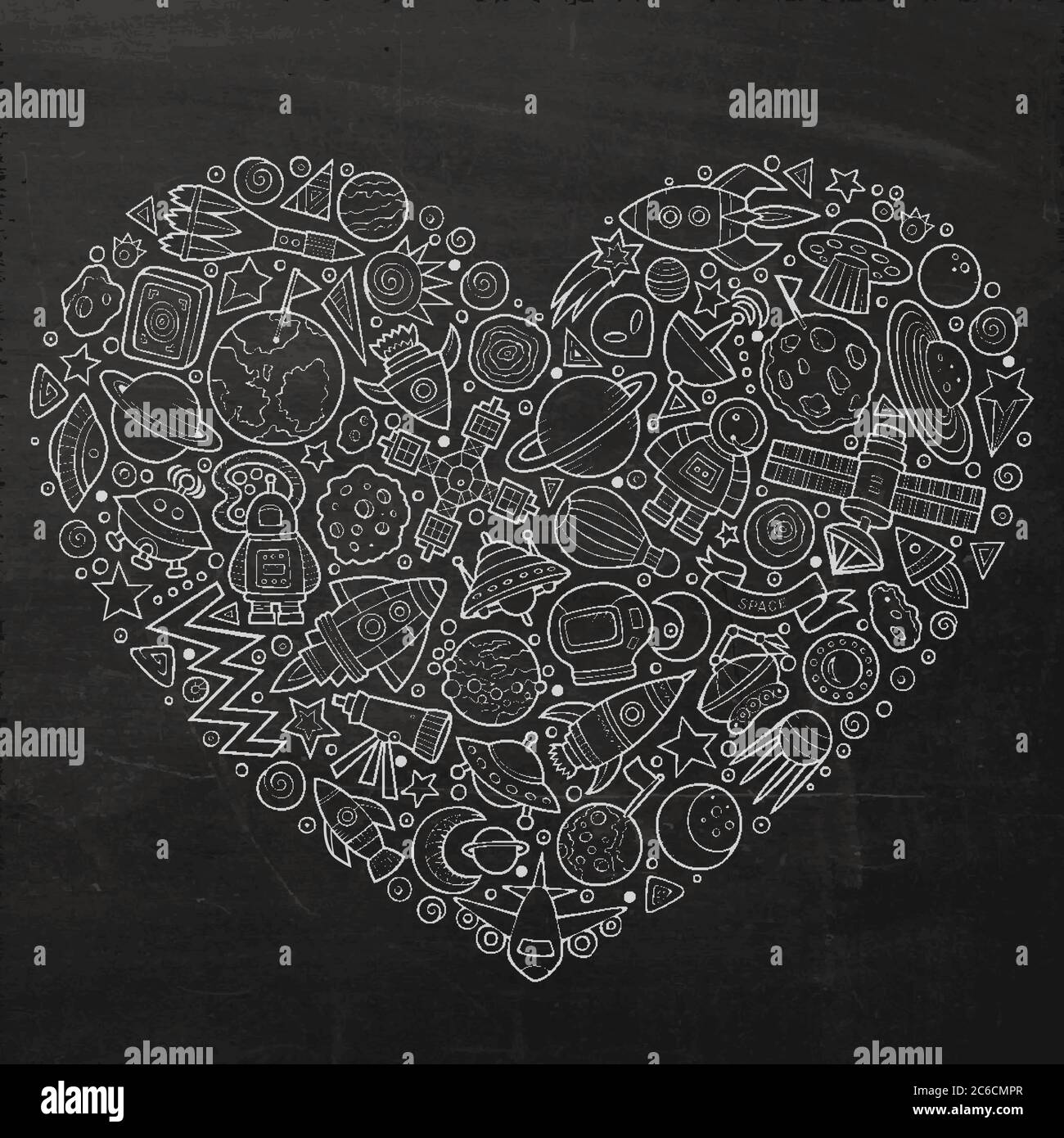 Set of Spacel cartoon doodle objects Stock Vector