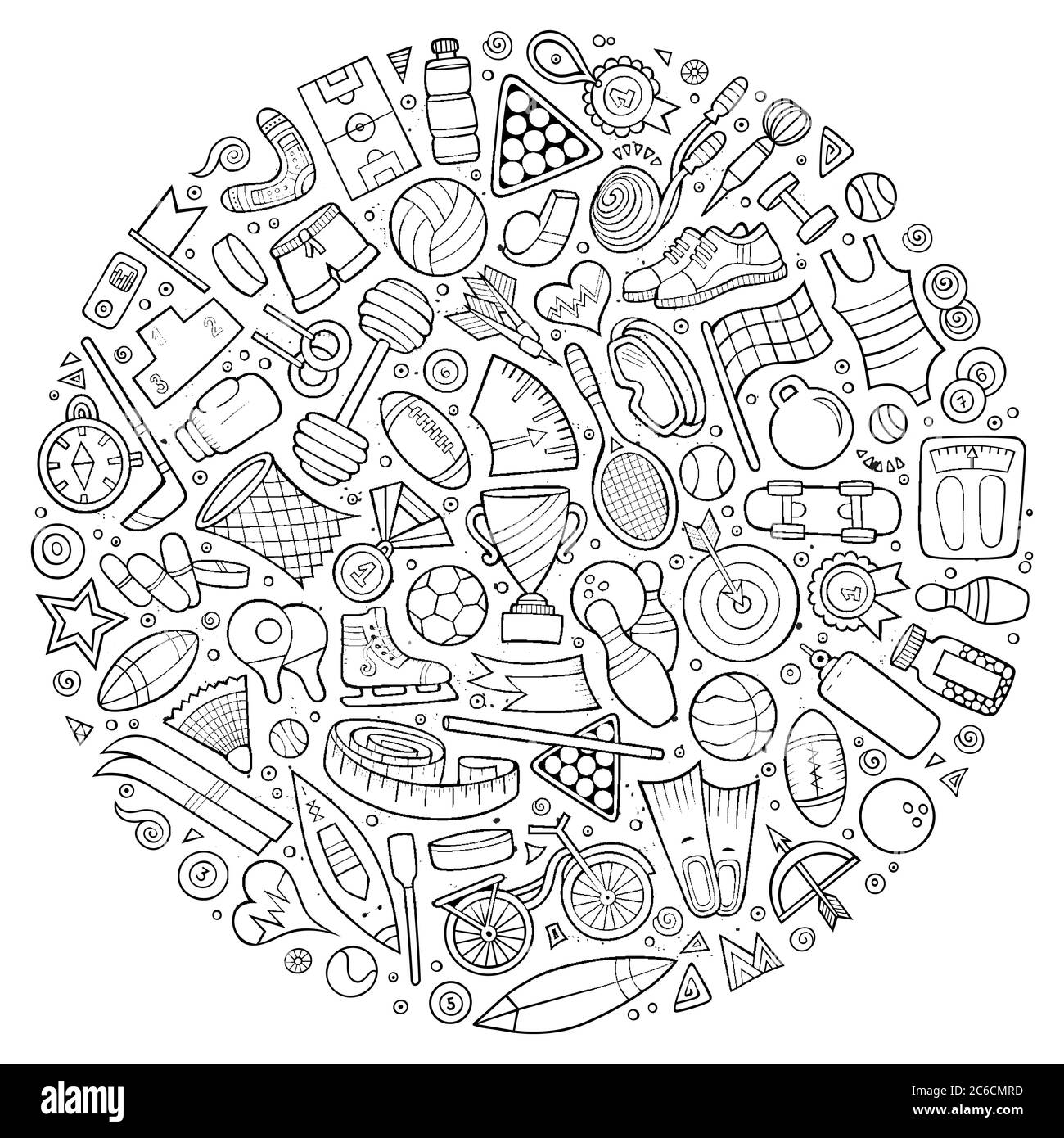 Vector set of Sport cartoon doodle objects Stock Vector Image & Art - Alamy