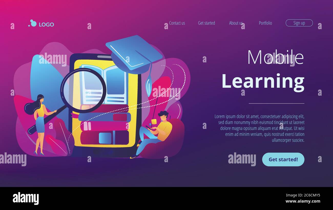 Mobile learning concept landing page Stock Vector Image & Art Alamy