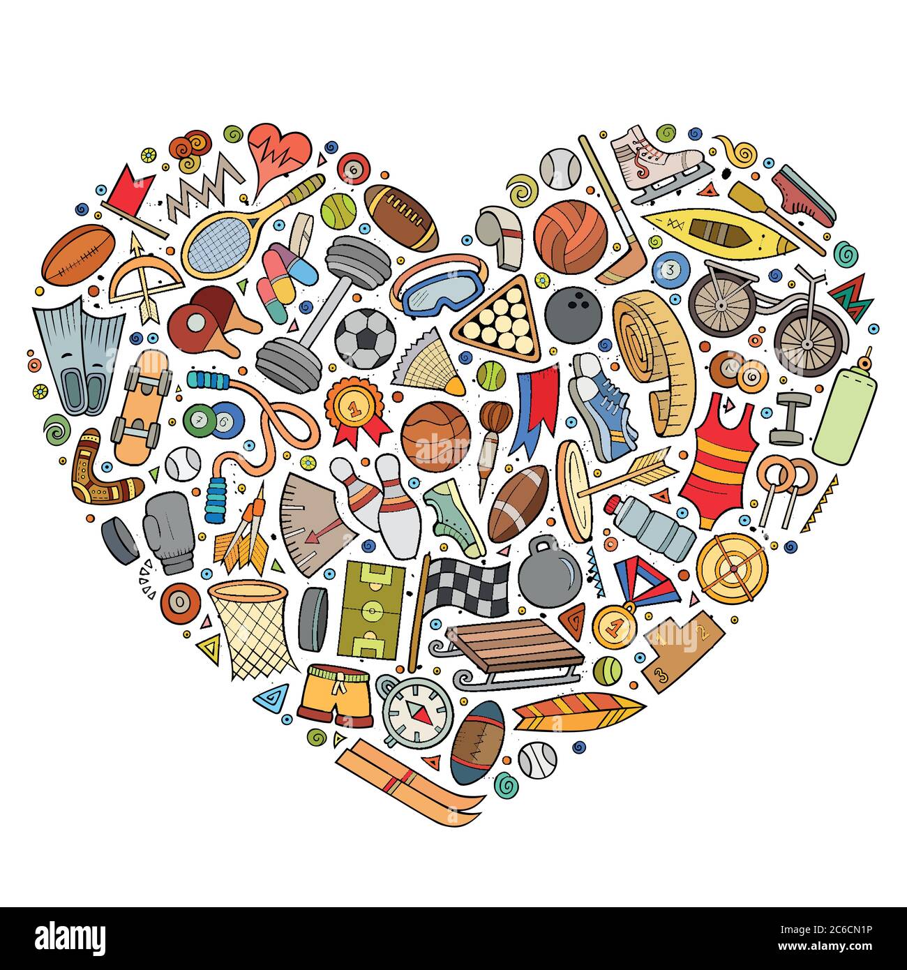 Vector hand drawn set of Sport cartoon doodle objects Stock Vector ...