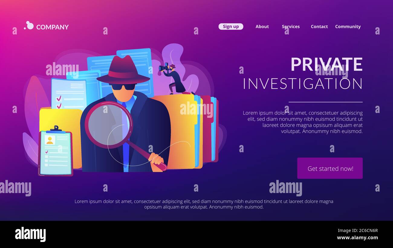 Private investigation concept landing page Stock Vector