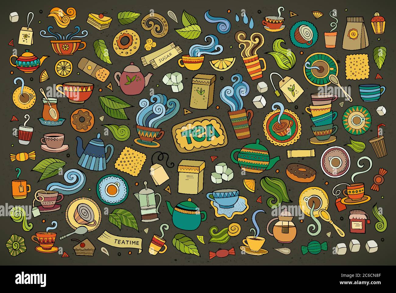 Colorful vector hand drawn Doodle cartoon set of objects Stock Vector ...