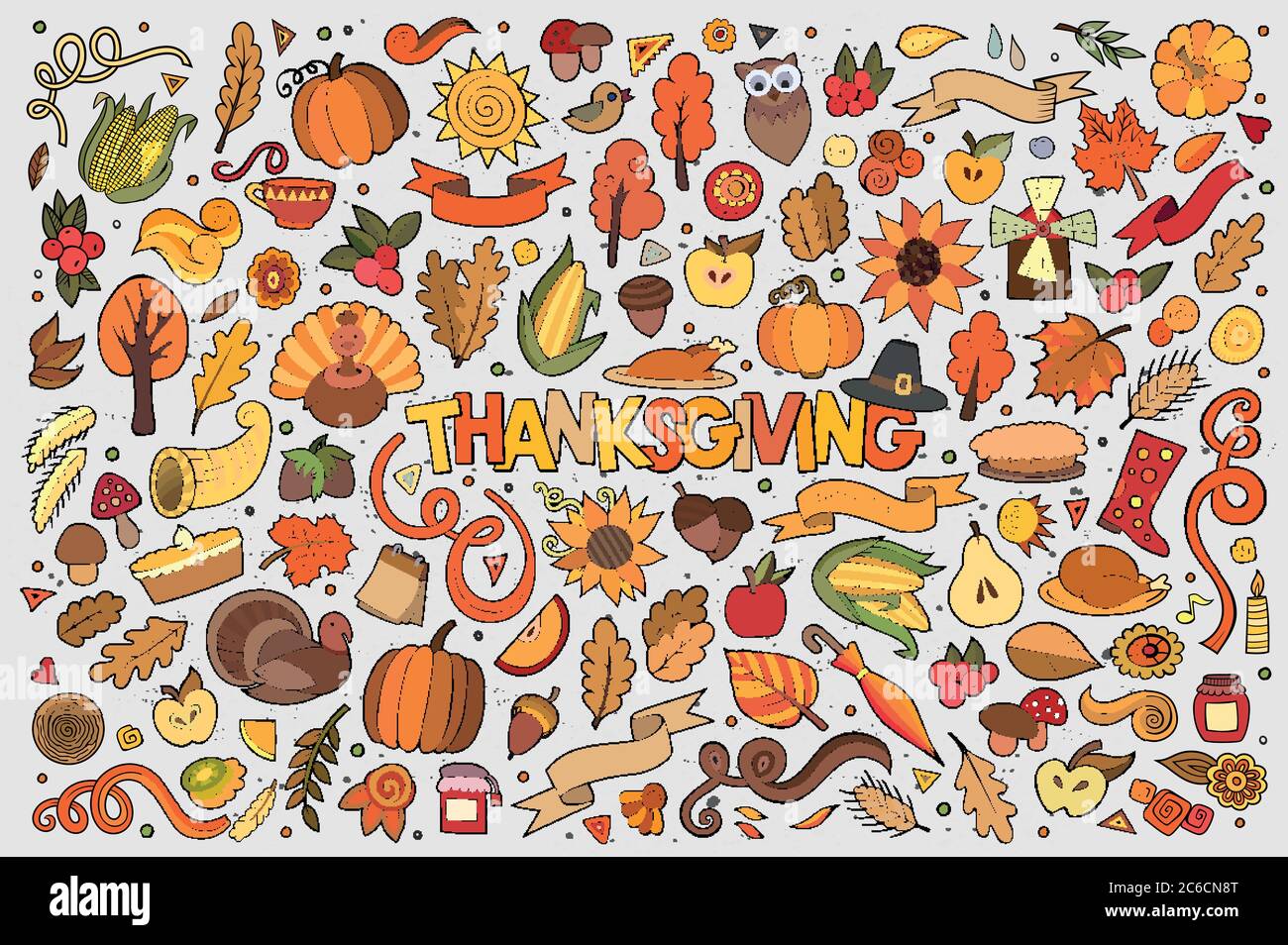 Colorful vector hand drawn Doodle cartoon set of objects Stock Vector ...