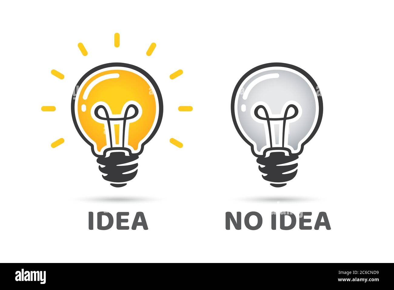 Idea And No Idea Concept Light Bulb Vector Icon Bright Idea Symbol