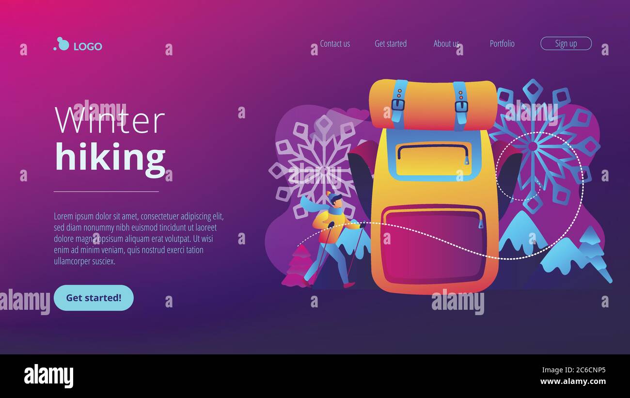 Winter hiking concept landing page Stock Vector Image & Art - Alamy
