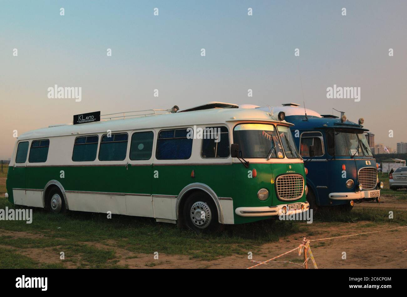 MOSCOW/RUSSIA, CIRCA JULY 2009; Autoexotica 2009 fest. Skoda 706 buses. Stock Photo