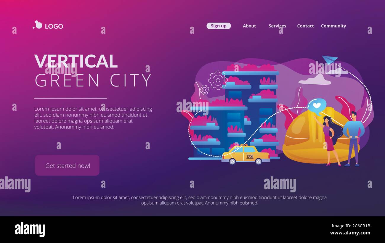 Vertical green city concept landing page Stock Vector Image & Art Alamy
