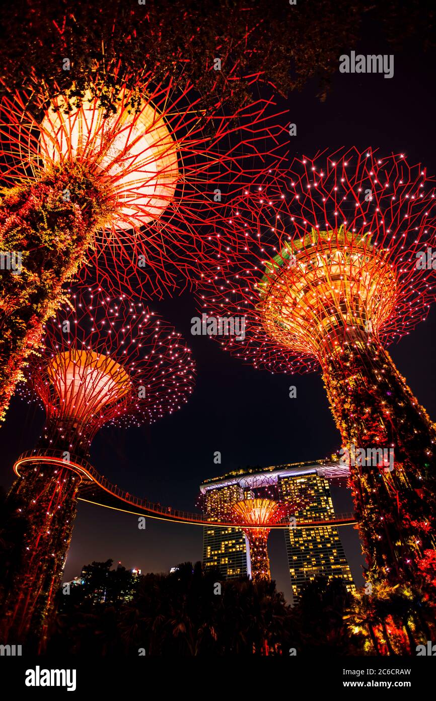Garden Rhapsody Supertree light show, Gardens by the Bay, Singapore