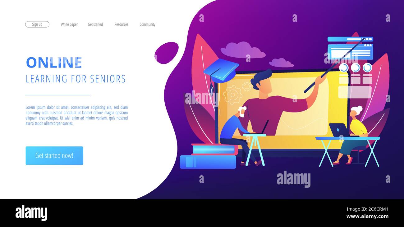 Online learning for seniors concept landing page Stock Vector Image ...
