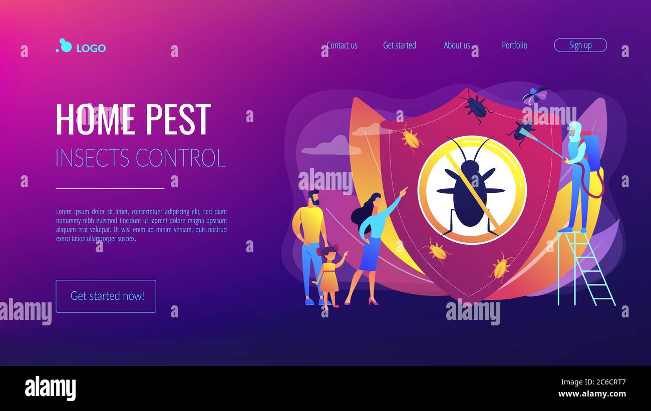 Home pest insects control concept landing page Stock Vector Image & Art