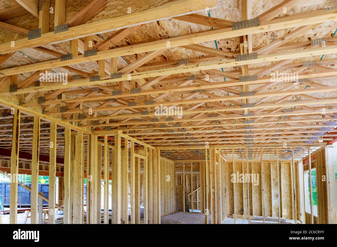 Framing beam of new house under construction home beam construction of