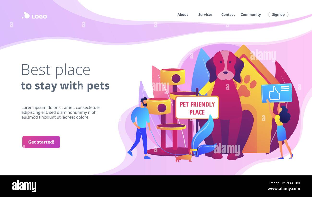 Pet friendly place concept landing page Stock Vector