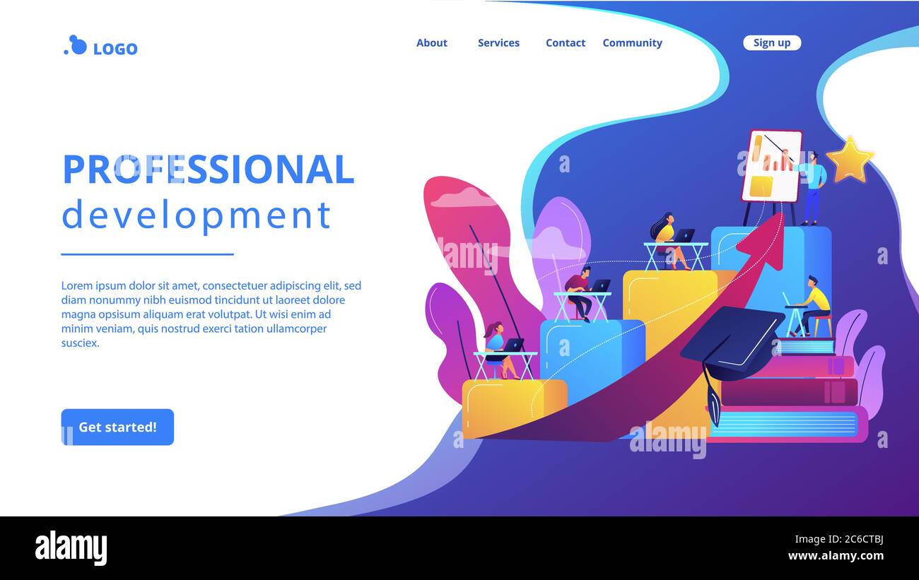 Professional development of teachers concept landing page Stock Vector