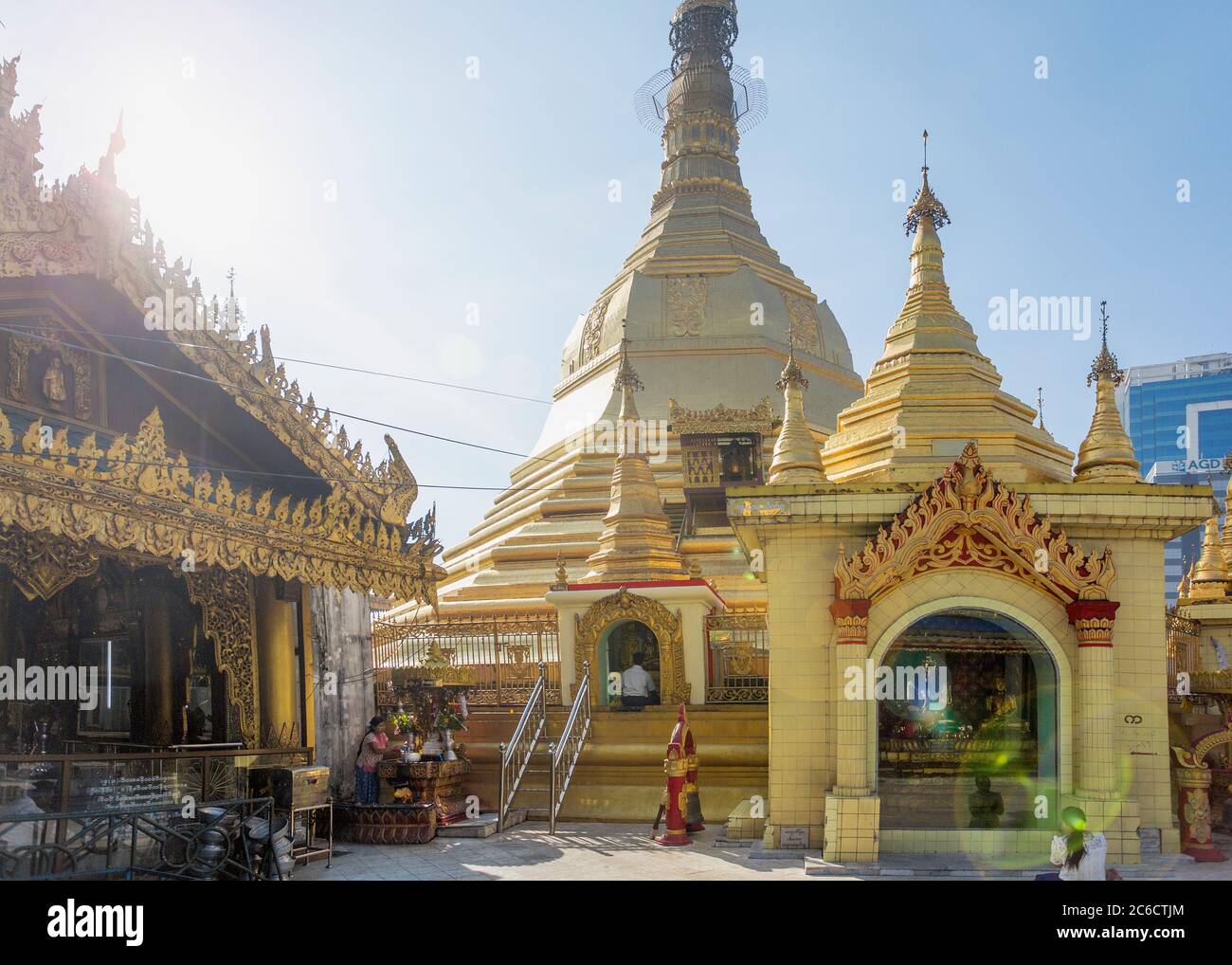 Interior details of shrines at the Shwedagn Pagoda in Yangon, Myanmar Stock Photo