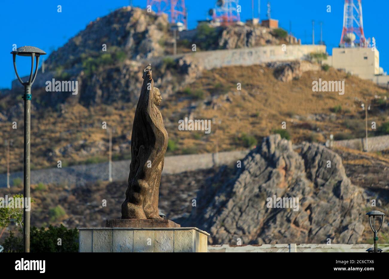 Statue of Benito Juarez in the garden Juarez public square in