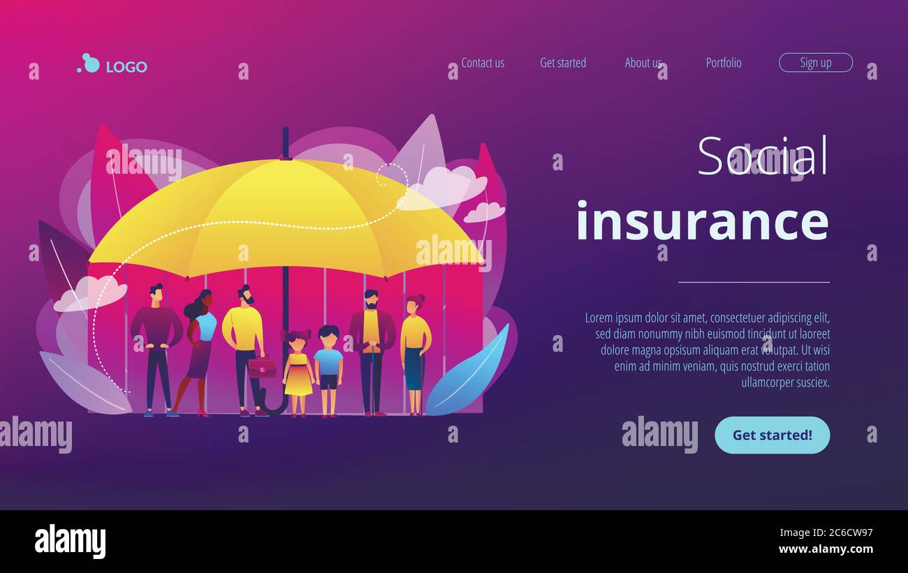 Social insurance concept landing page. Stock Vector
