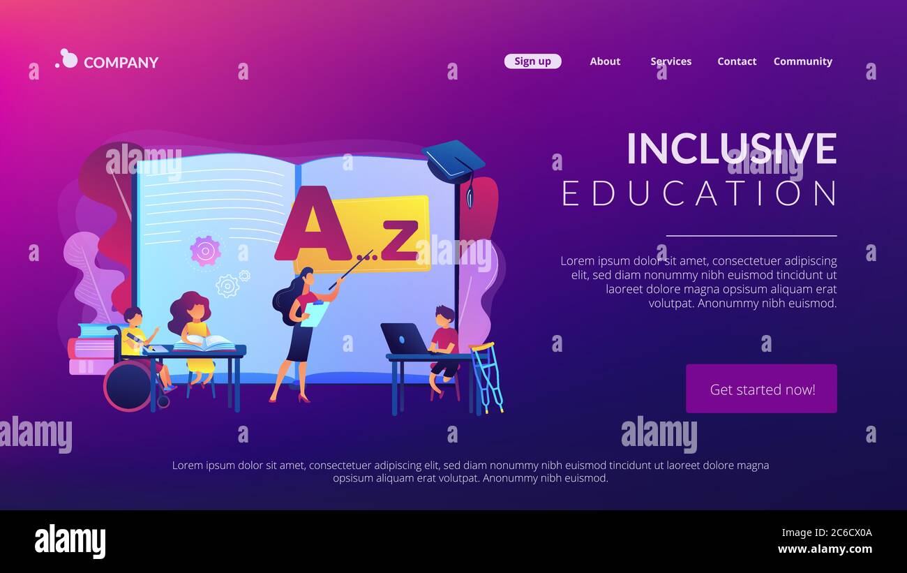 Inclusive education concept landing page Stock Vector