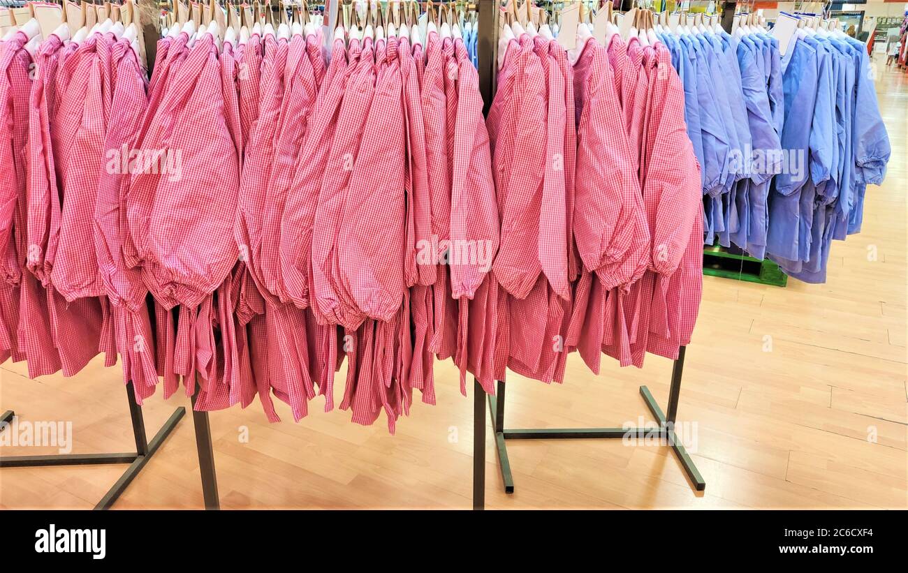 school uniform for sell in the department store Children's school clothing in store School