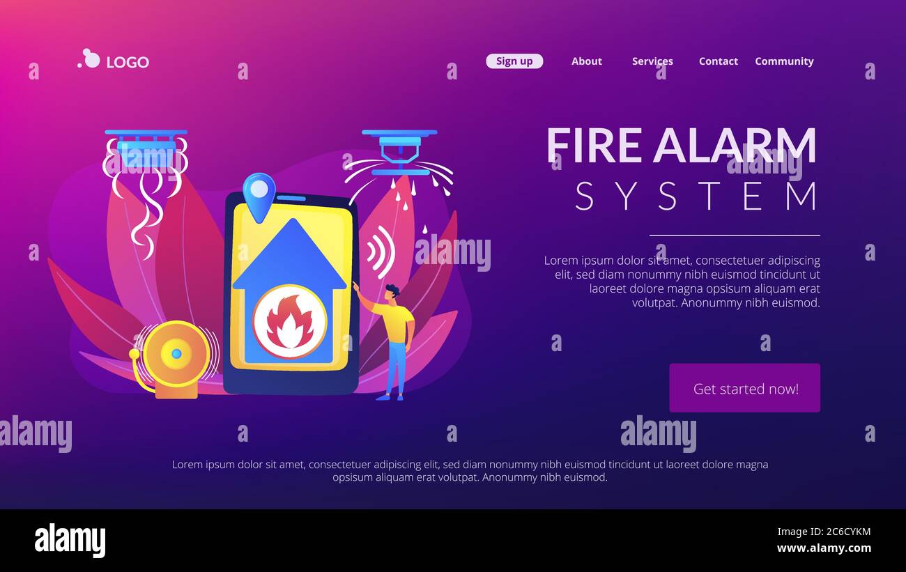 Fire alarm system concept landing page Stock Vector Image & Art Alamy