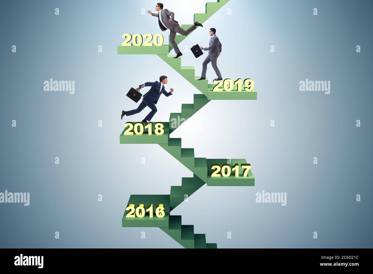 Businessman climbing the stairs on yearly basis Stock Photo - Alamy
