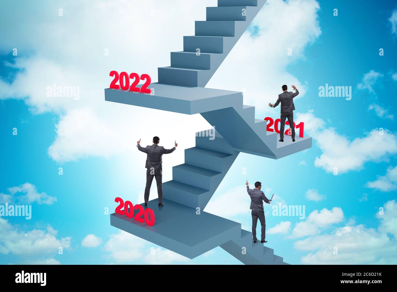 Businessman climbing the stairs on yearly basis Stock Photo - Alamy