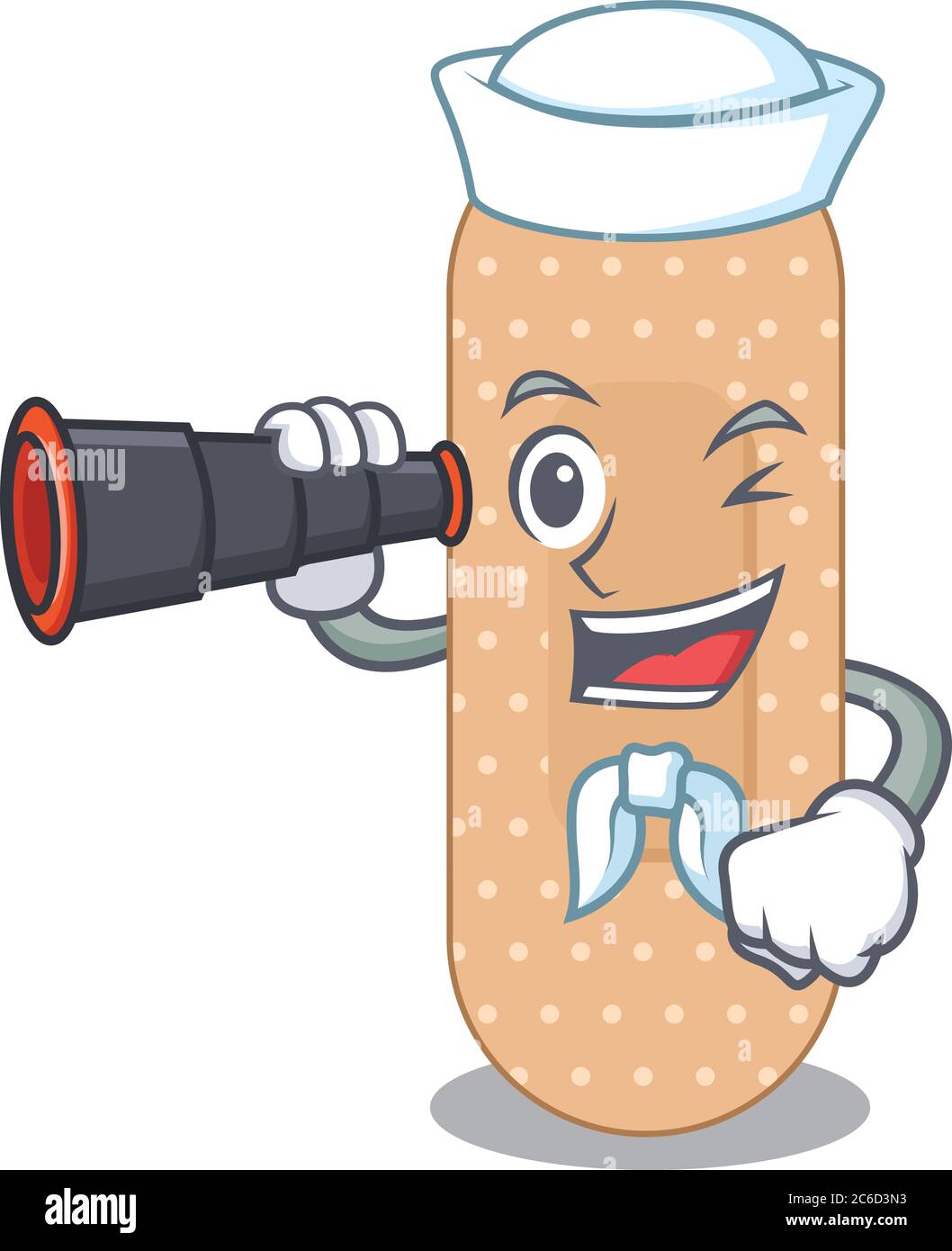 A cartoon image design of standard bandage Sailor with binocular Stock