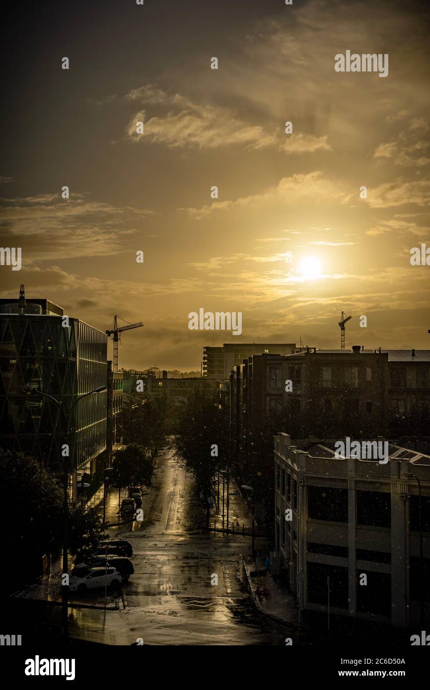 Sunset in Auckland city, New Zealand Stock Photo - Alamy