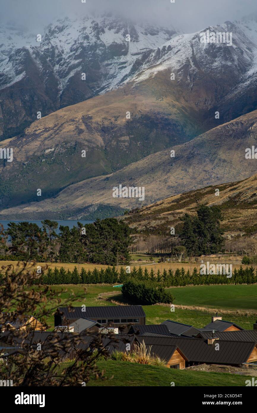 Scenic shot of New Zealand farmland Stock Photo