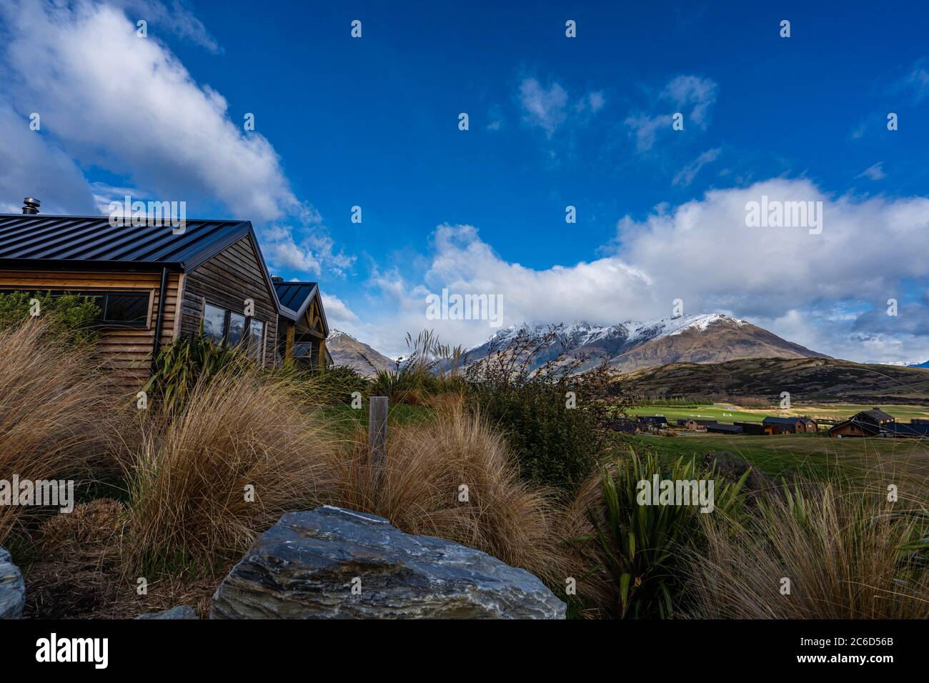 Scenic shot of New Zealand farmland Stock Photo
