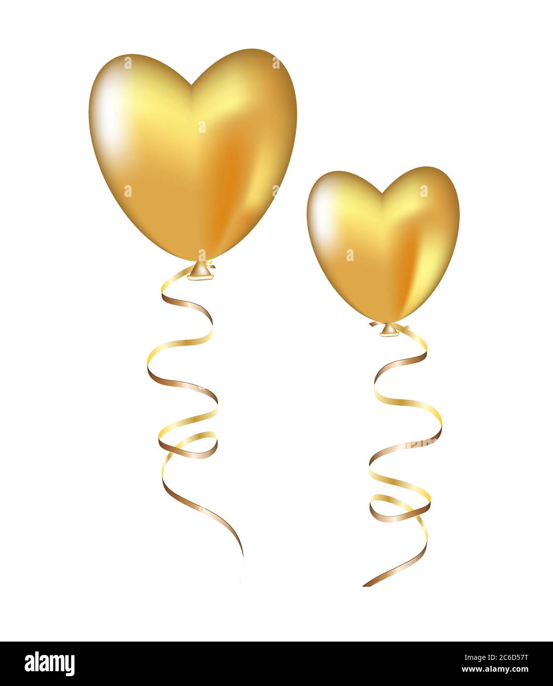 Golden balloon in the shape of a heart. Isolated on a white background ...