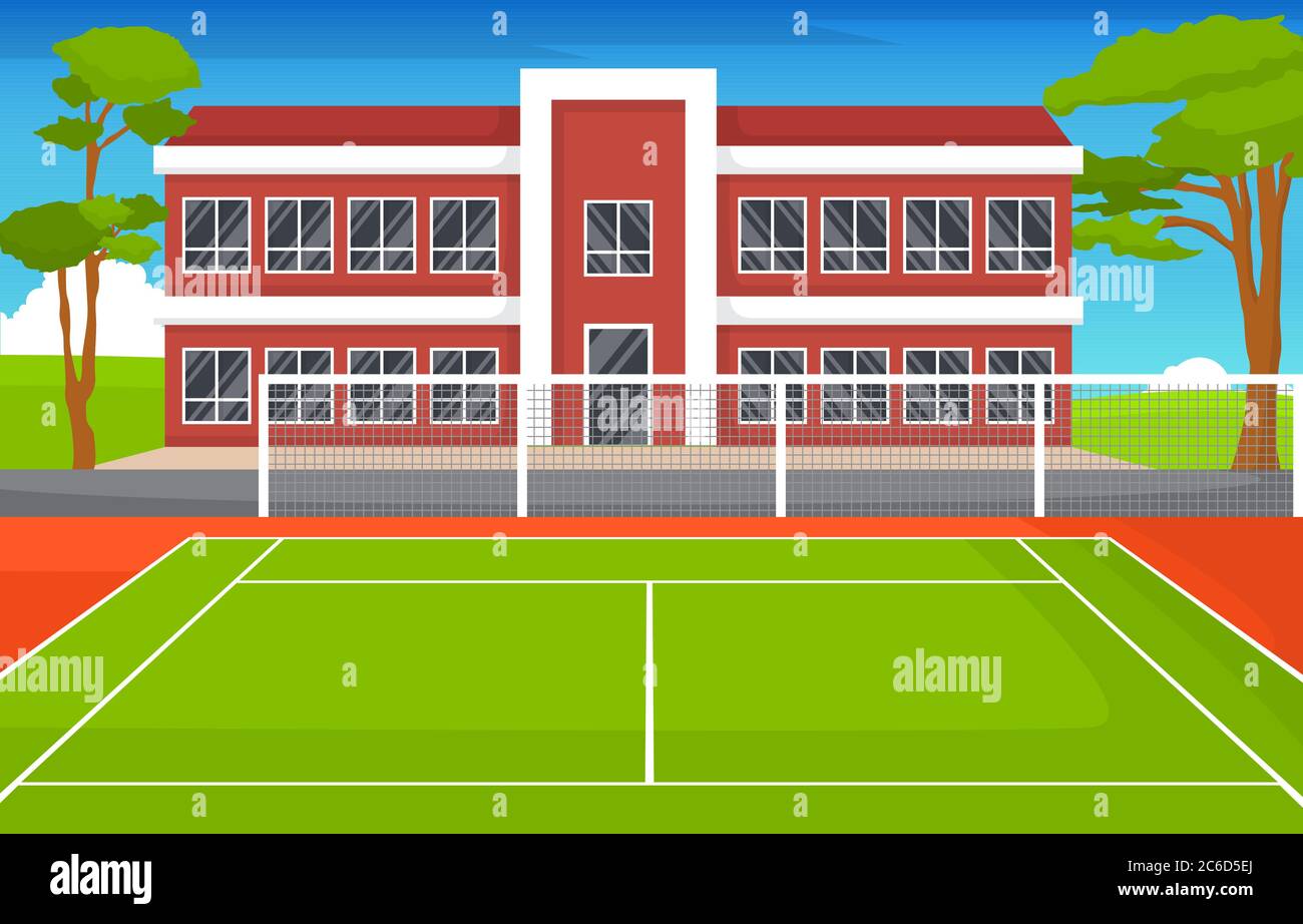 Outdoor Tennis Court Sport Game Recreation Cartoon School Hotel Landscape  Stock Vector Image & Art - Alamy
