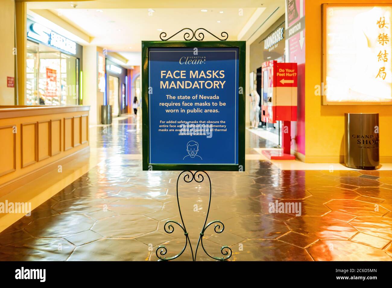 Las Vegas, JUN 30, 2020 Sign of Face Masks Mandatory inside the casino