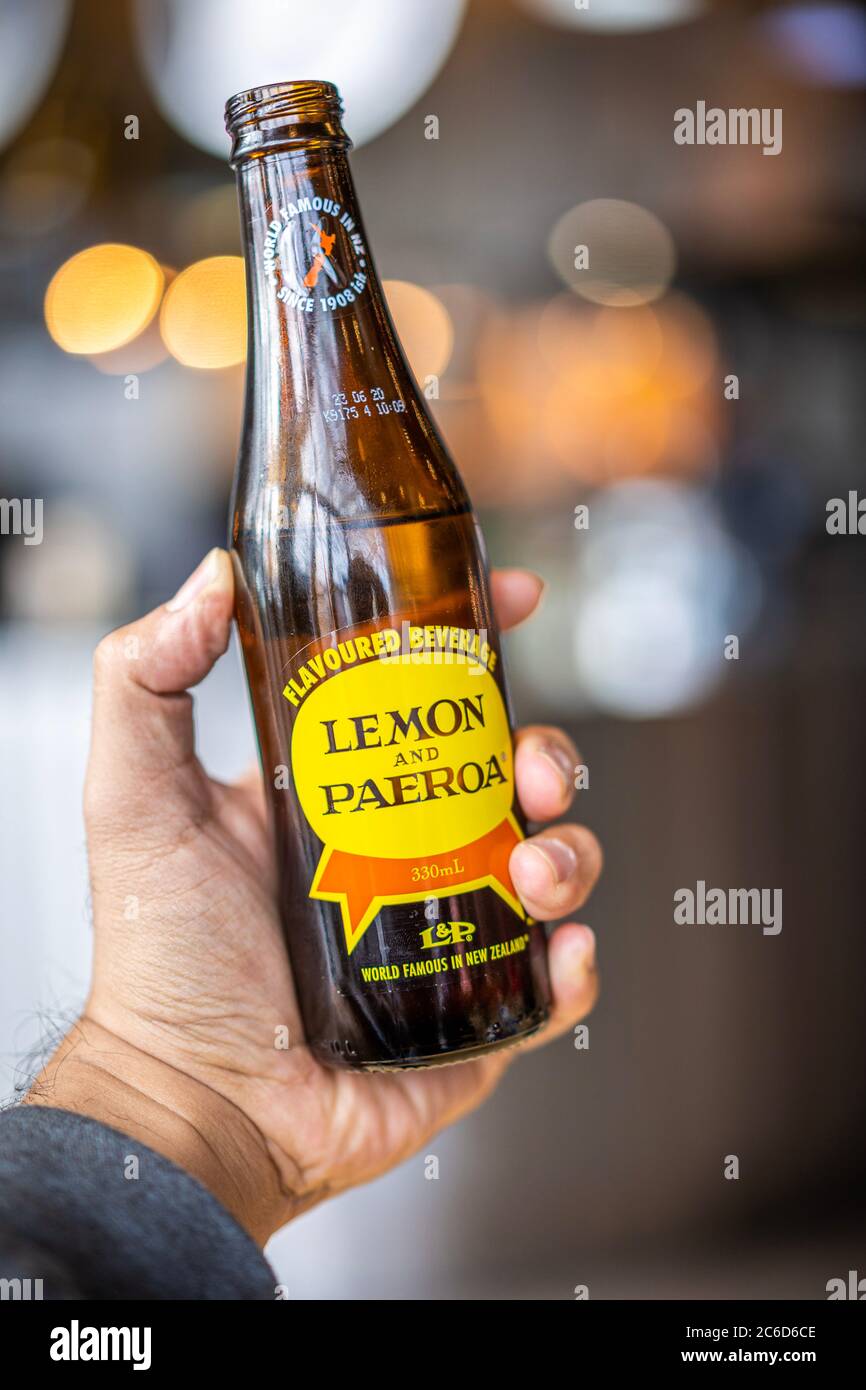 Lemon & Paeroa, also known as L&P, is a sweet soft drink manufactured in New Zealand Stock Photo