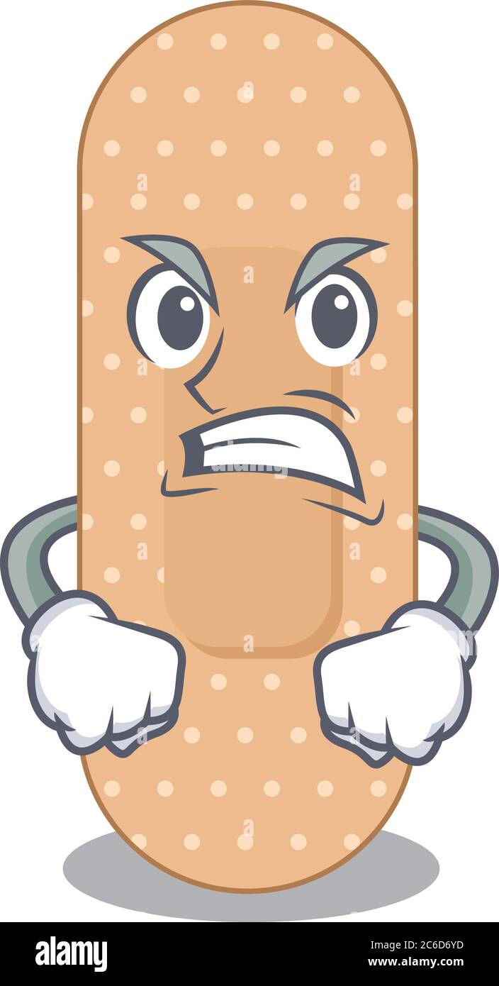 A cartoon picture style of standard bandage having a mad face Stock Vector