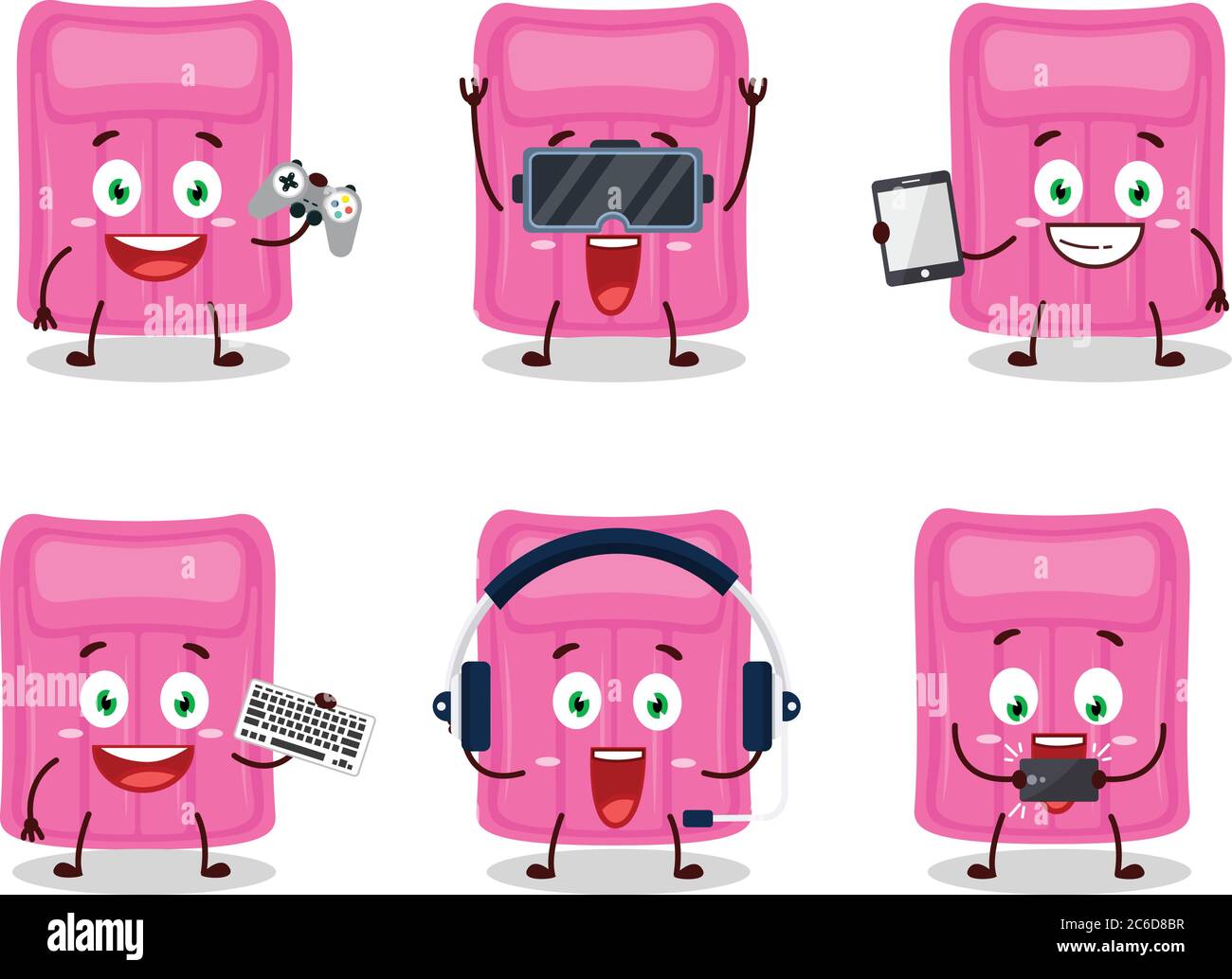 Air mattress cartoon character are playing games with various cute ...